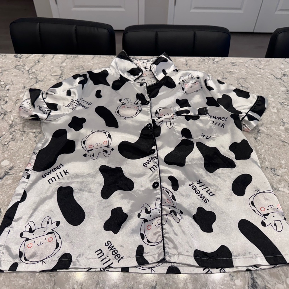 Cute Cow Print Pajama Top